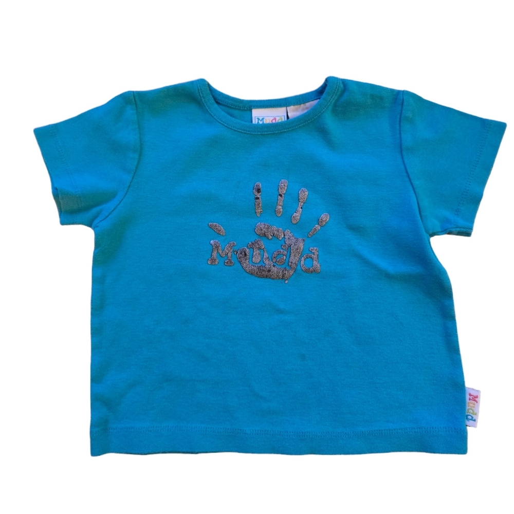 Vintage Y2K early 2000s turquoise Mudd handprint logo graphic t-shirt